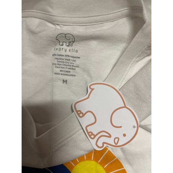 Ivory Ella Save the Elephants Womens White Tank Top Shirt NEW Size Medium - Picture 6 of 9